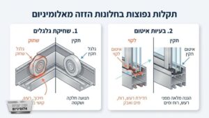 בדיקה ואיתור תקלות במסילת חלון אלומיניום