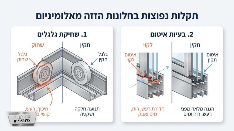בדיקה ואיתור תקלות במסילת חלון אלומיניום