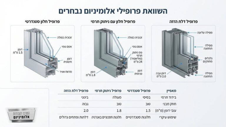 סוגי פרופילים לעבודות אלומיניום