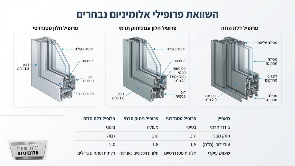 סוגי פרופילים לעבודות אלומיניום