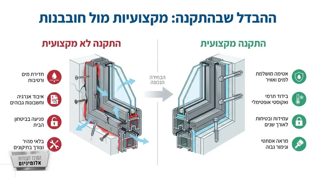 צוות מתקינים מקצועי מרכיב חלון גדול
