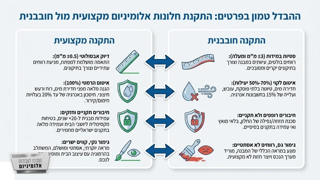 התקנת חלונות ופתרונות הצללה במבנה חדש