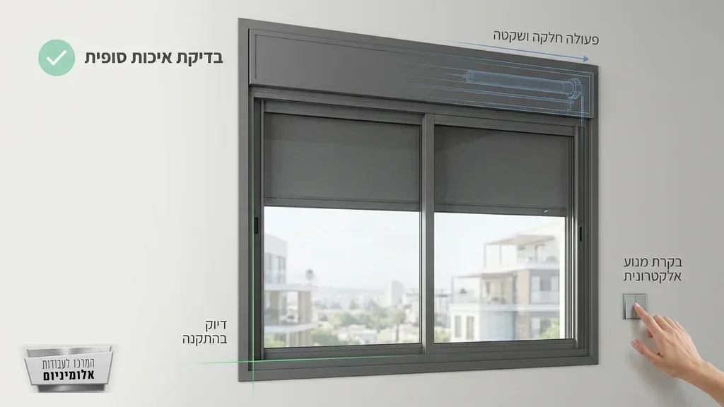 בדיקת איכות וגימור של תריס גלילה חשמלי
