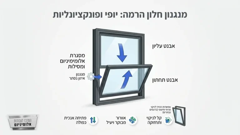 חלון הרמה מאלומיניום בעיצוב מודרני המכניס אור טבעי לחדר